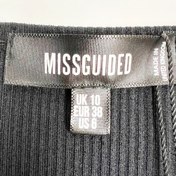 NWT Missguided Romper Women's Size 6 Black Plunge Long Sleeve Unitard Playsuit - Picture 6 of 16